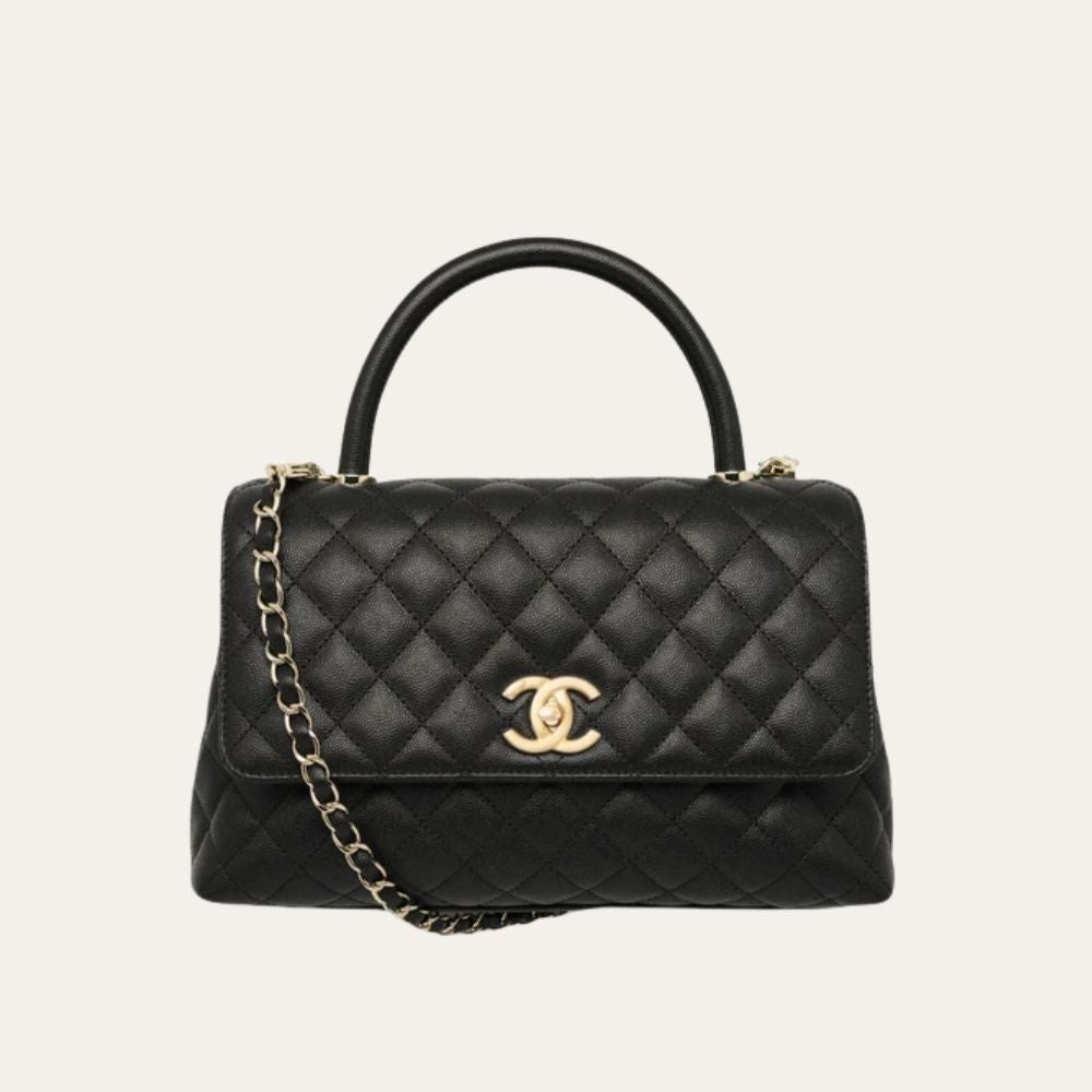 Chanel Large Flap Bag With Top Handle Black 11 Inches A92991