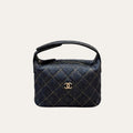 Chanel Mini Clutch With Shoulder Strap Denim Dark Blue 17cm