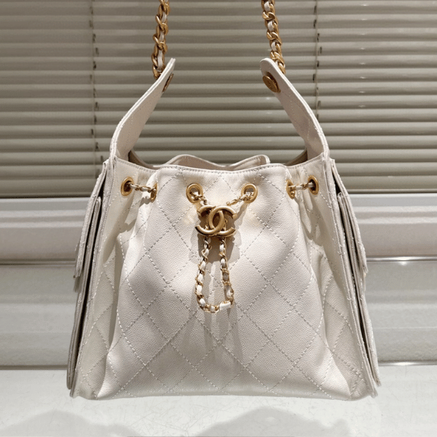 Chanel 25 Small Hand Bag White 13.4 Inches