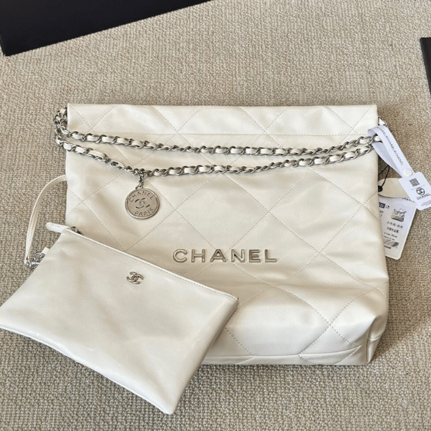 Chanel 22 Bag Small Oiled Off-White/Cream 13.7 Inches