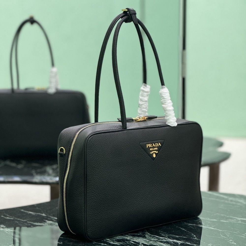Prada Large Top Handle Bag Black 15.8 Inches 1BB128 2DKV F0632 V ONO