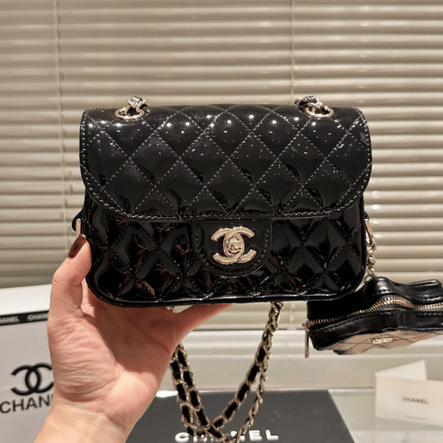 Chanel 24C Mini Flap Bag Metallic Black 7.5 Inches