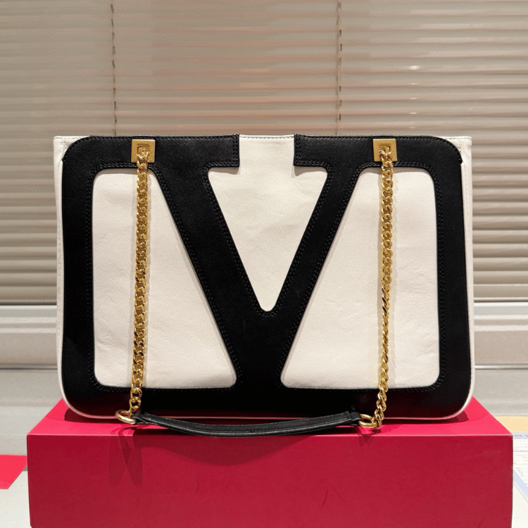 Valentino Vlogo Tote Bag Black/White 14.5 Inches