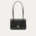 Chanel Small Flap Bag Grained Shiny And Gold Tone Black 8.7 Inches AS6130 B23483 94305