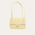 Chanel Small Flap Bag Grained Shiny And Gold Tone Light Yellow 8.7 Inches