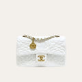 Chanel Flap Bag With Camellia Flower Chain White 26cm