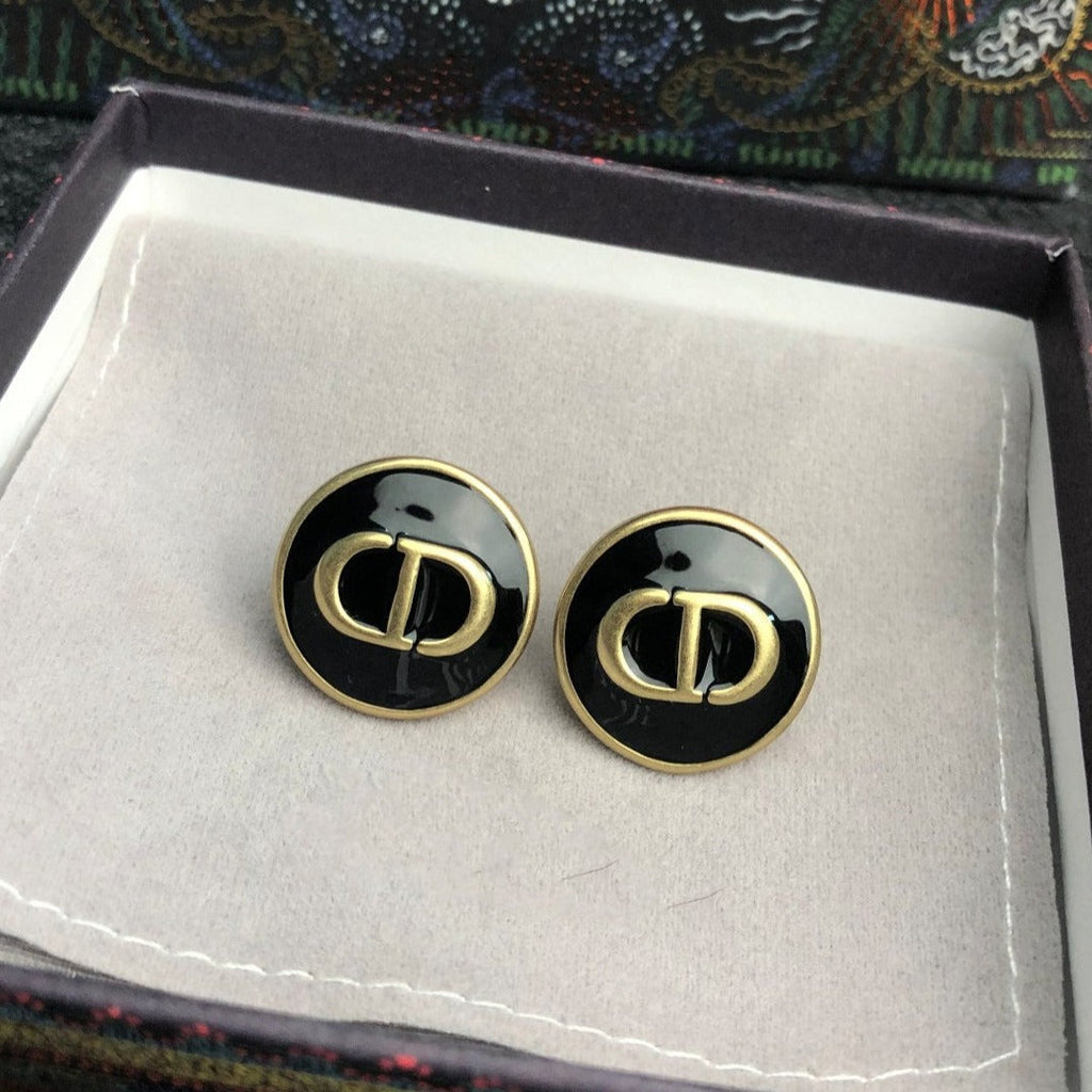 Dior CD Onyx Stud Earrings
