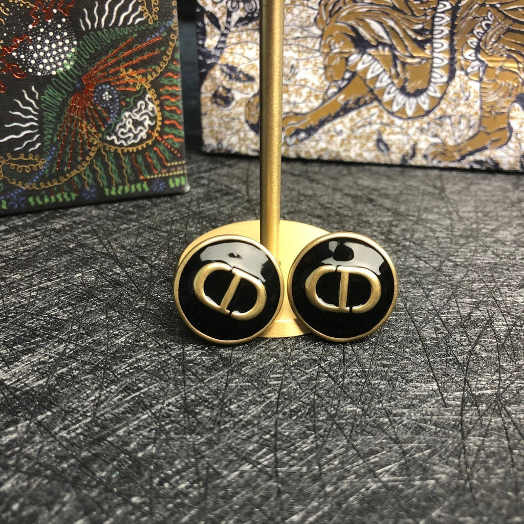Dior CD Onyx Stud Earrings