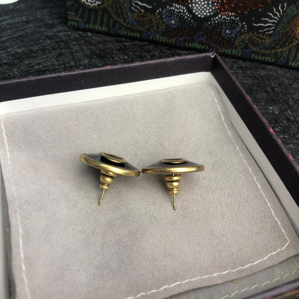Dior CD Onyx Stud Earrings