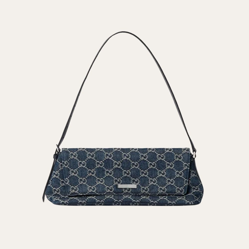 Gucci Madison Medium Shoulder Bag GG Denim Dark Blue 12.2 Inches