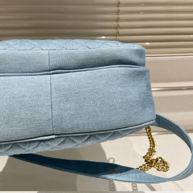 Chanel Quilted Camera Bag Blue 12.2 Inches