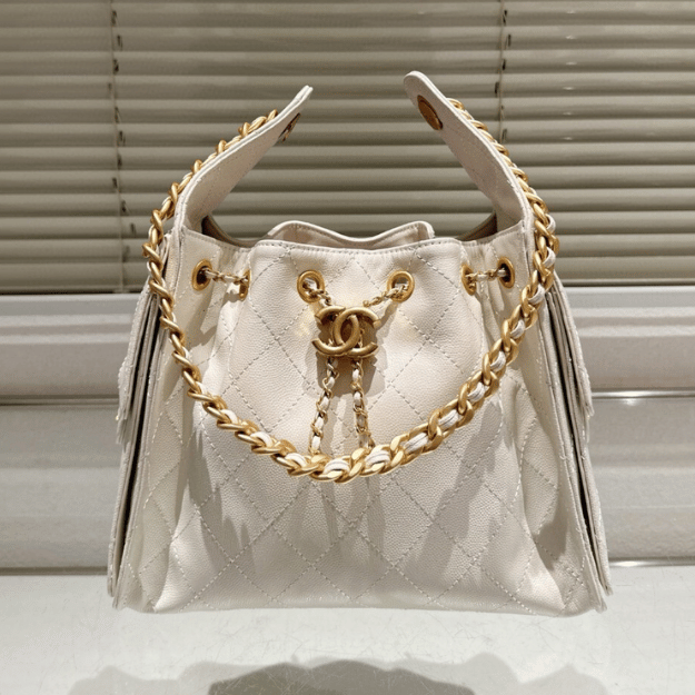 Chanel 25 Small Hand Bag White 13.4 Inches