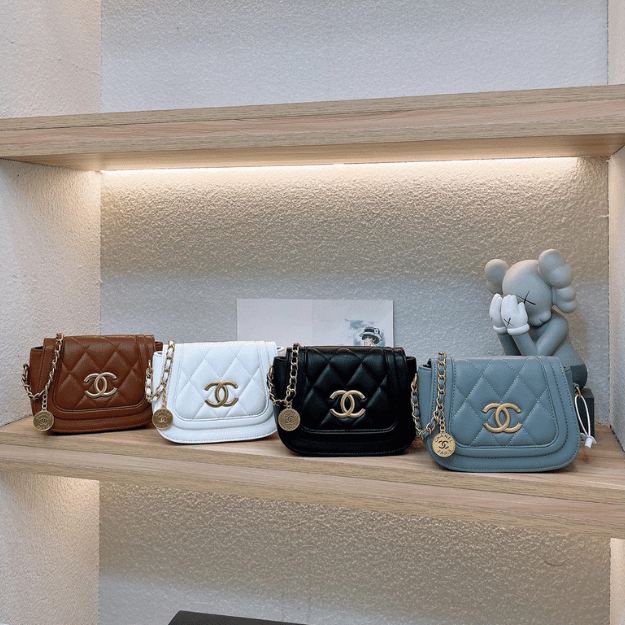 Chanel Coin Charm Flap Bag White 7.9 Inches