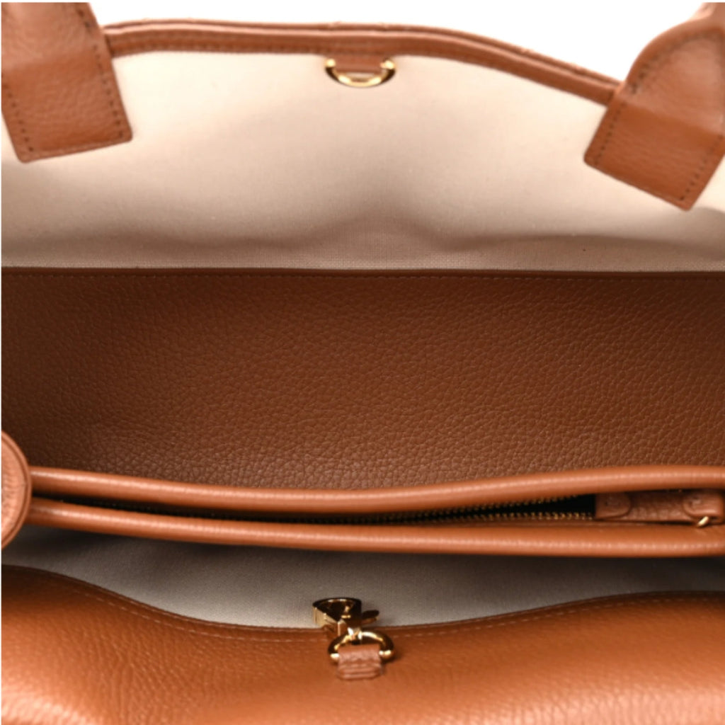 Chanel Small Shopping Shoulder Bag Camel Gold Hardware 12.6 Inches