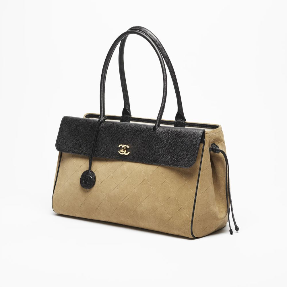Chanel Métiers d’art 2026 Shopper Dark Beige & Black Gold Hardware 12.6 Inches