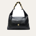 Chanel Maxi Hobo Bag Black Leather 16.9 Inches AS5839 B22140 94305