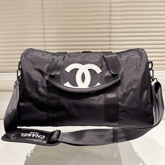 Chanel Nylon Duffle Bag Black 21.7 Inches