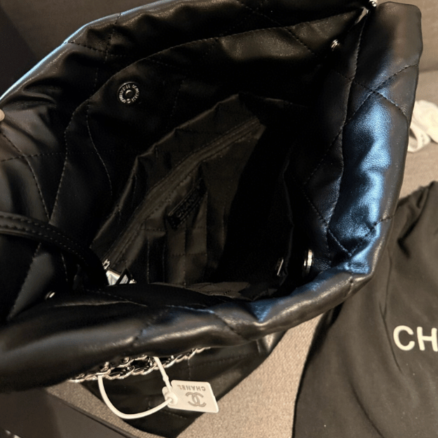 Chanel 22 Drawstring Bucket Bag Black 13.8 Inches