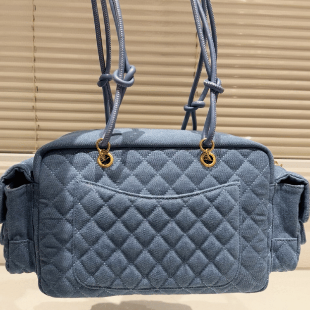 Chanel Bowling Denim Multi-Pocket Blue Denim 11.8 Inches