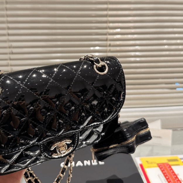 Chanel 24C Mini Flap Bag Metallic Black 7.5 Inches