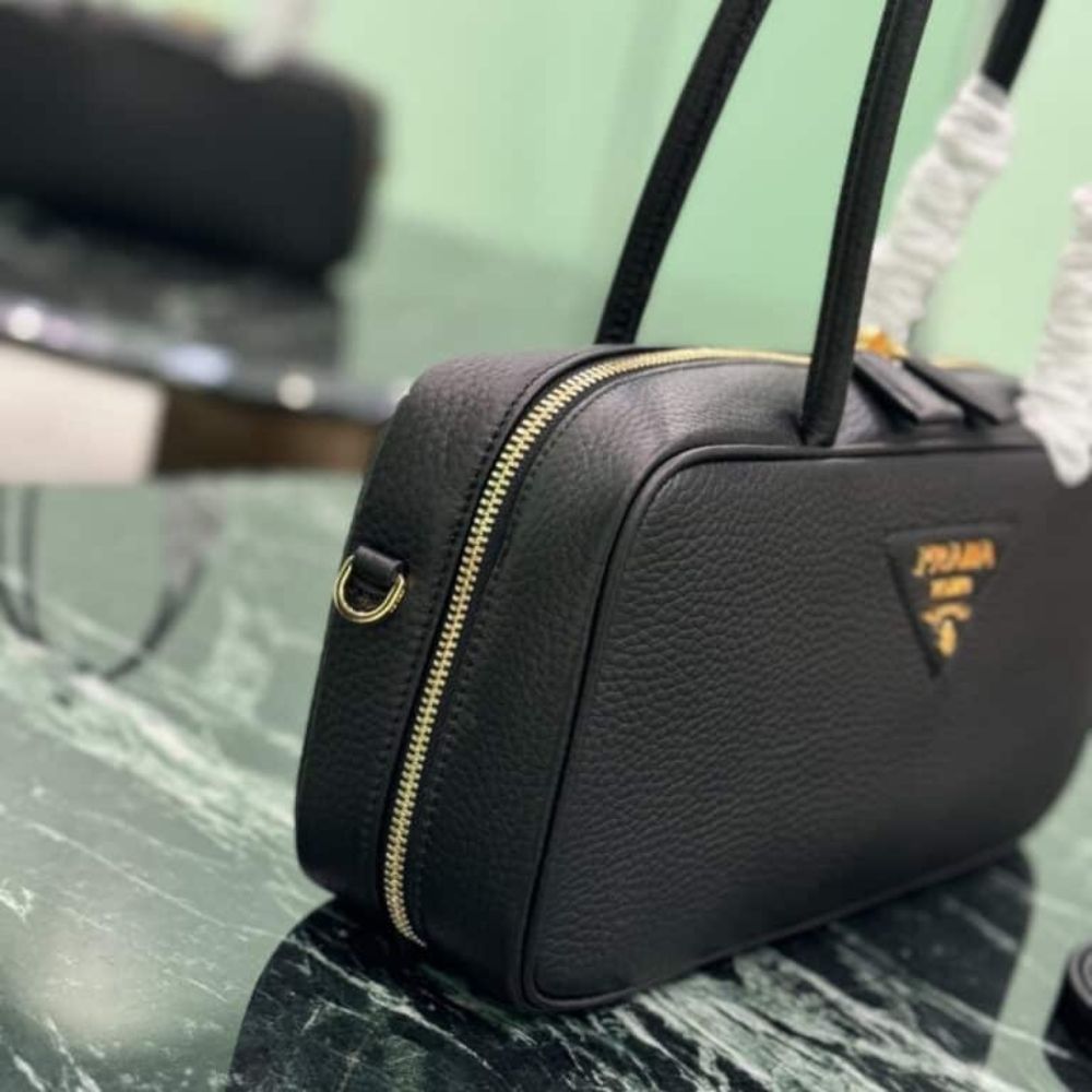 Prada Medium Top Handle Bag Black 11.4 Inches 1BB126 2DKV F0632 V Ono