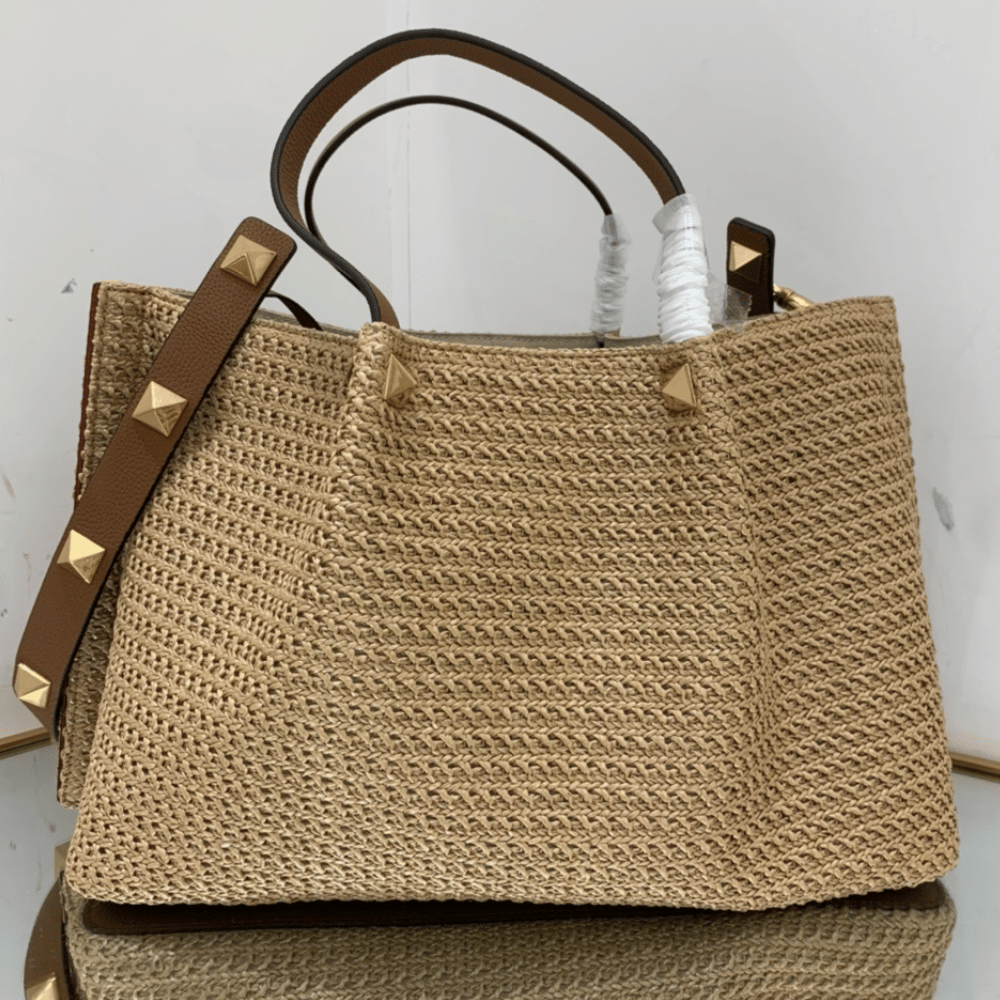 Valentino Vlogo Raffia Vlogo Tote Bag 13.8 Inches 7W2B0K39Yce_D84