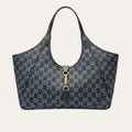 Gucci Mercato Medium Tote Bag Denim Navy Blue 14.2 Inches