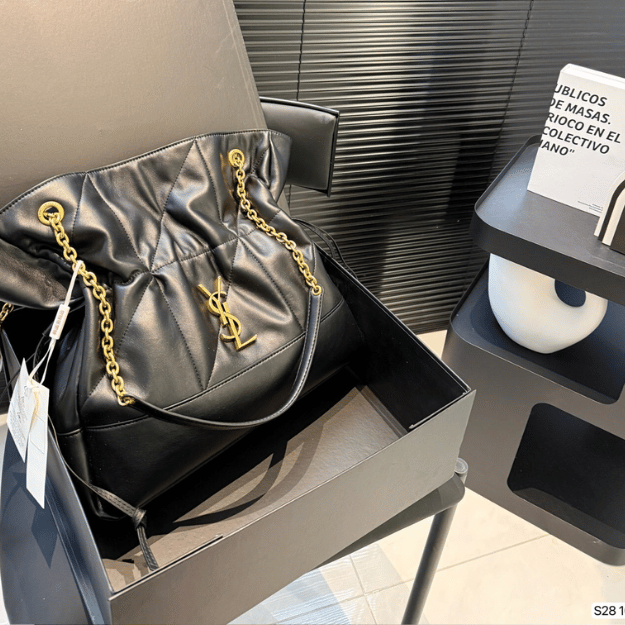 Saint Laurent Loulou Drawstring Bucket Bag Black 13 Inches 809824Aab321000