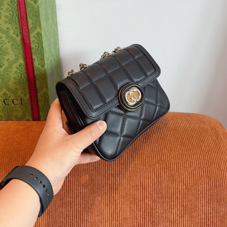 Gucci Gg Supreme Mini Camera Bag Black 6.7 Inches