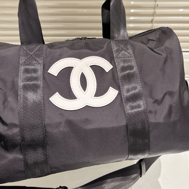 Chanel Nylon Duffle Bag Black 21.7 Inches