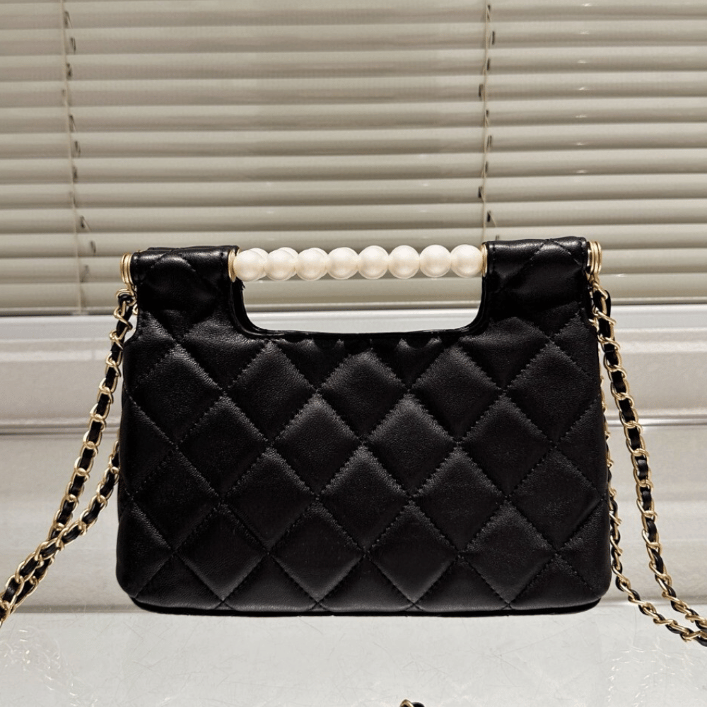 Chanel Small Tote Shini Pearls Gold-Tone Metal Black 9.1 Inches