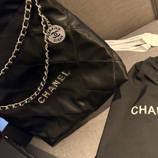 Chanel 22 Drawstring Bucket Bag Black 13.8 Inches
