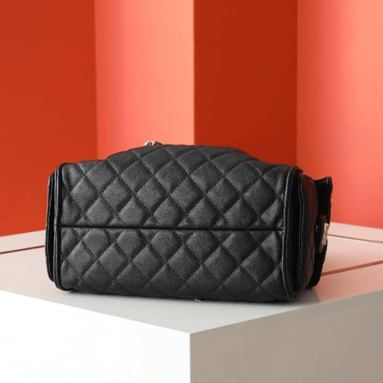 Chanel 25 Small Handbag Grained And Gold Tone Metal Black 10.2 Inches As5293 B20304 94305