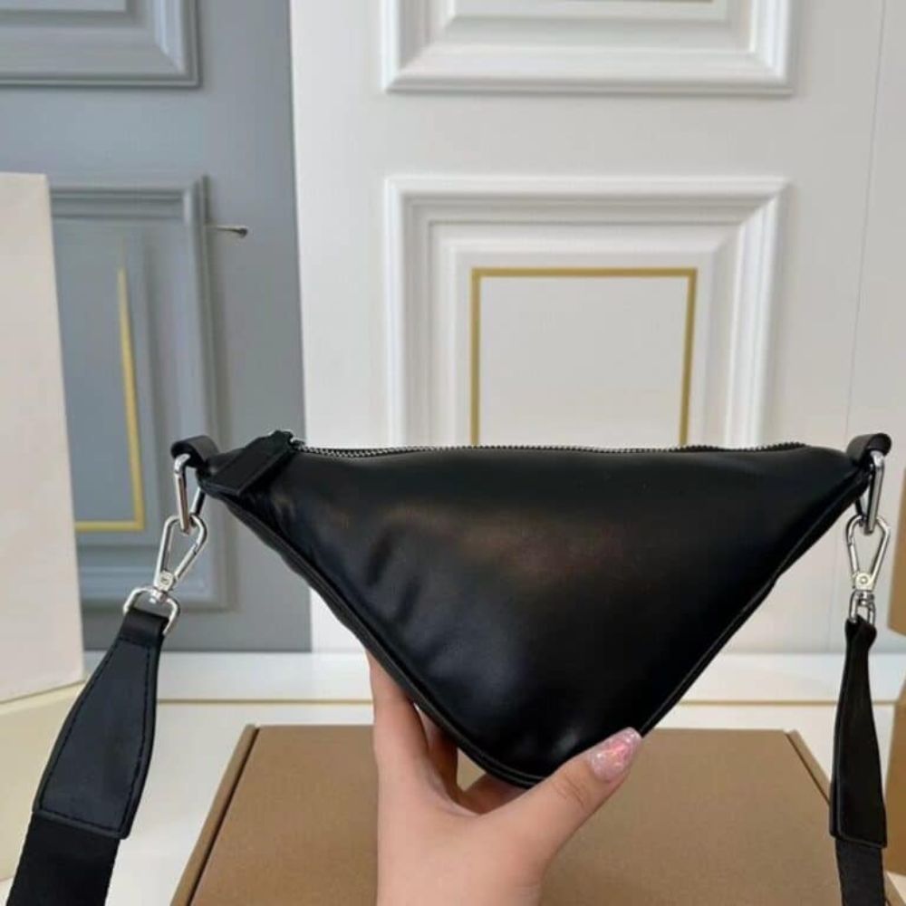 Prada Triangle Shoulder Bag Black 10.6 Inches