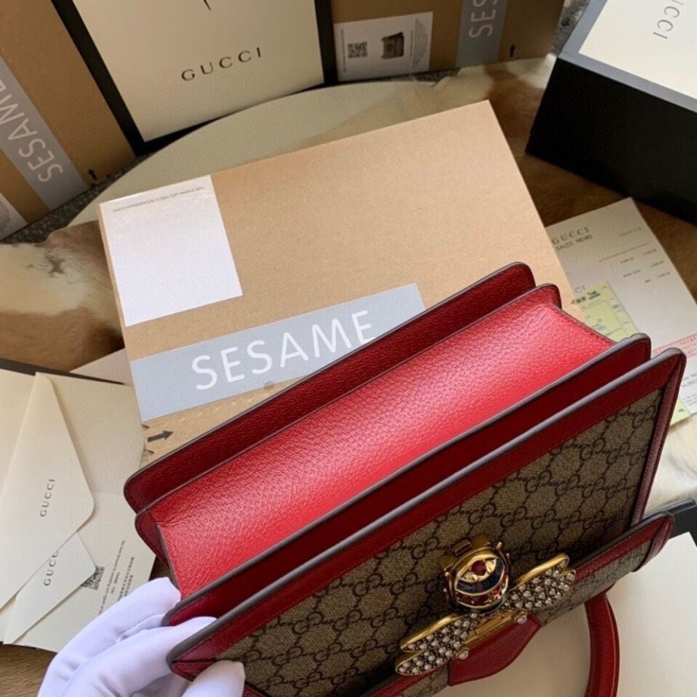[Premium Quality] – Gucci Queen Margaret Gg Small Top Handle Bag Red 10 Inches 476541 9I6St 8540