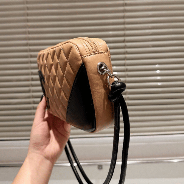 Chanel Cambon Ligne Shoulder Bag Milk Tea/Black Bicolor 8.6 Inches