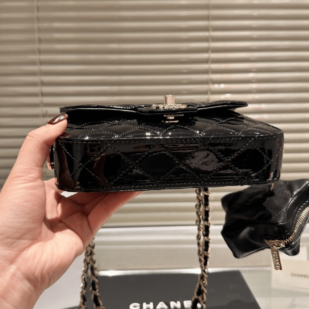 Chanel 24C Mini Flap Bag Metallic Black 7.5 Inches