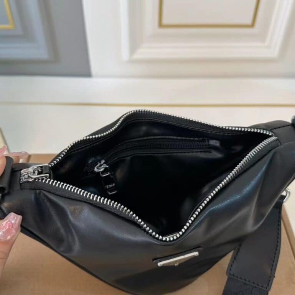 Prada Triangle Shoulder Bag Black 10.6 Inches