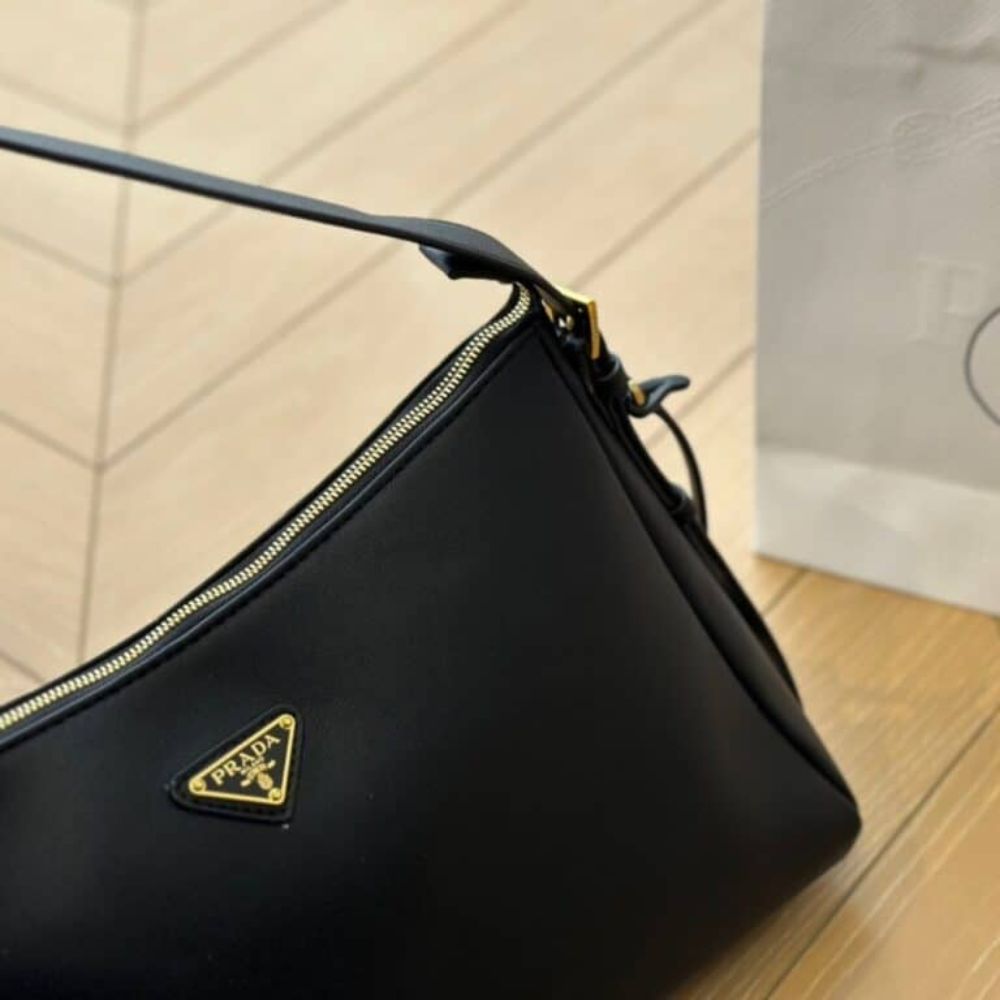 Prada Aimée Large Leather Shoulder Bag Black 15.4 Inches 1Bc228 2Cys F0002 V Lvm