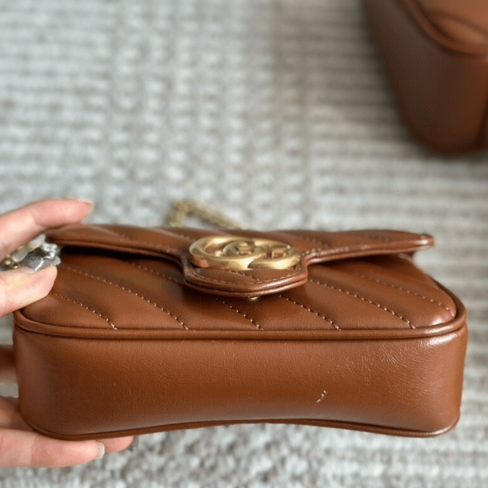 Gucci Gg Marmont Chain Shoulder Bag Brown 10.2 Inches