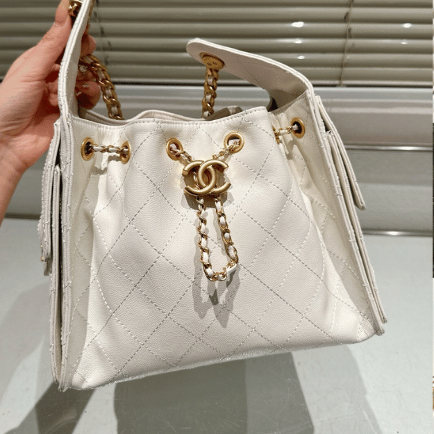Chanel 25 Small Hand Bag White 13.4 Inches