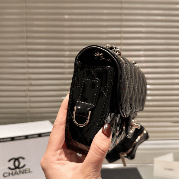 Chanel 24C Mini Flap Bag Metallic Black 7.5 Inches