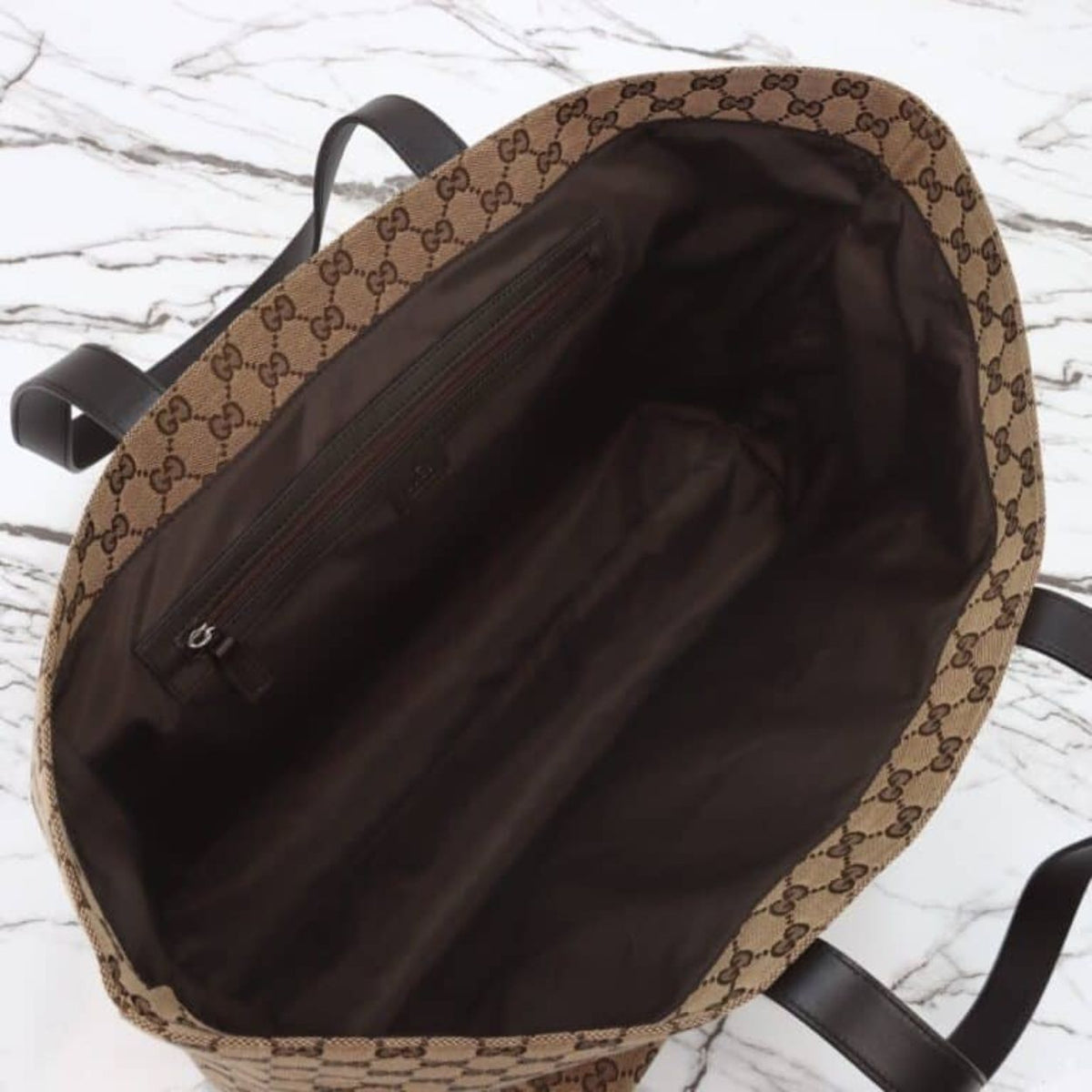 Gucci Large Gg Tote Bag Beige And Ebony Original Gg Canvas 17.7 Inches ‎802166 Faduu 8657
