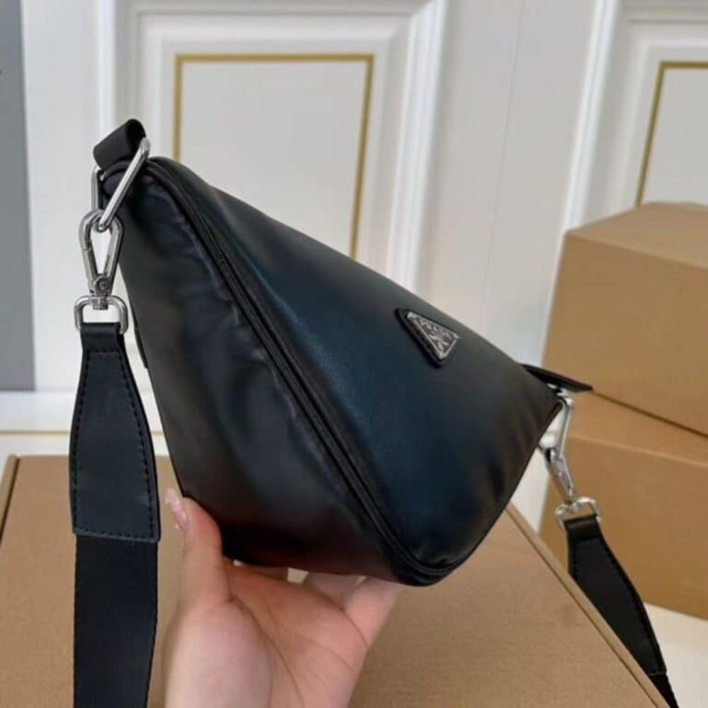 Prada Triangle Shoulder Bag Black 10.6 Inches