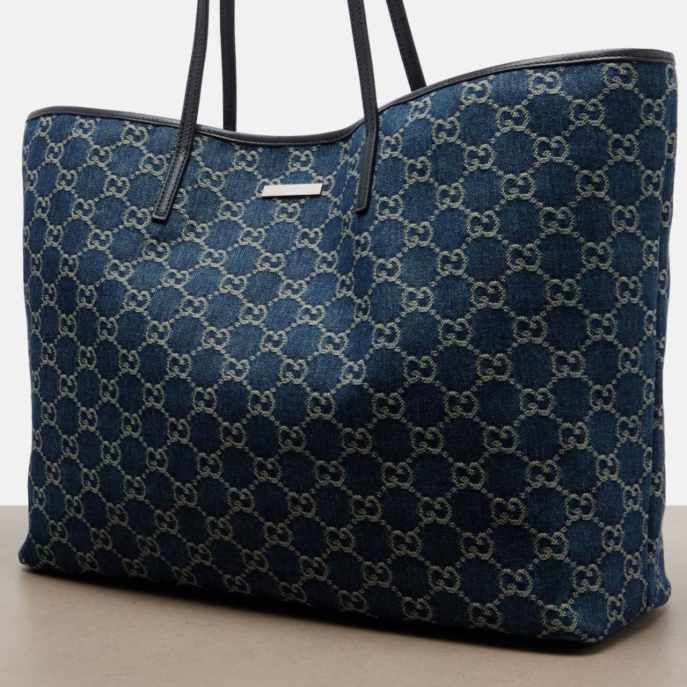 Gucci Generation Medium Tote Bag GG Denim Dark Blue 15 Inches