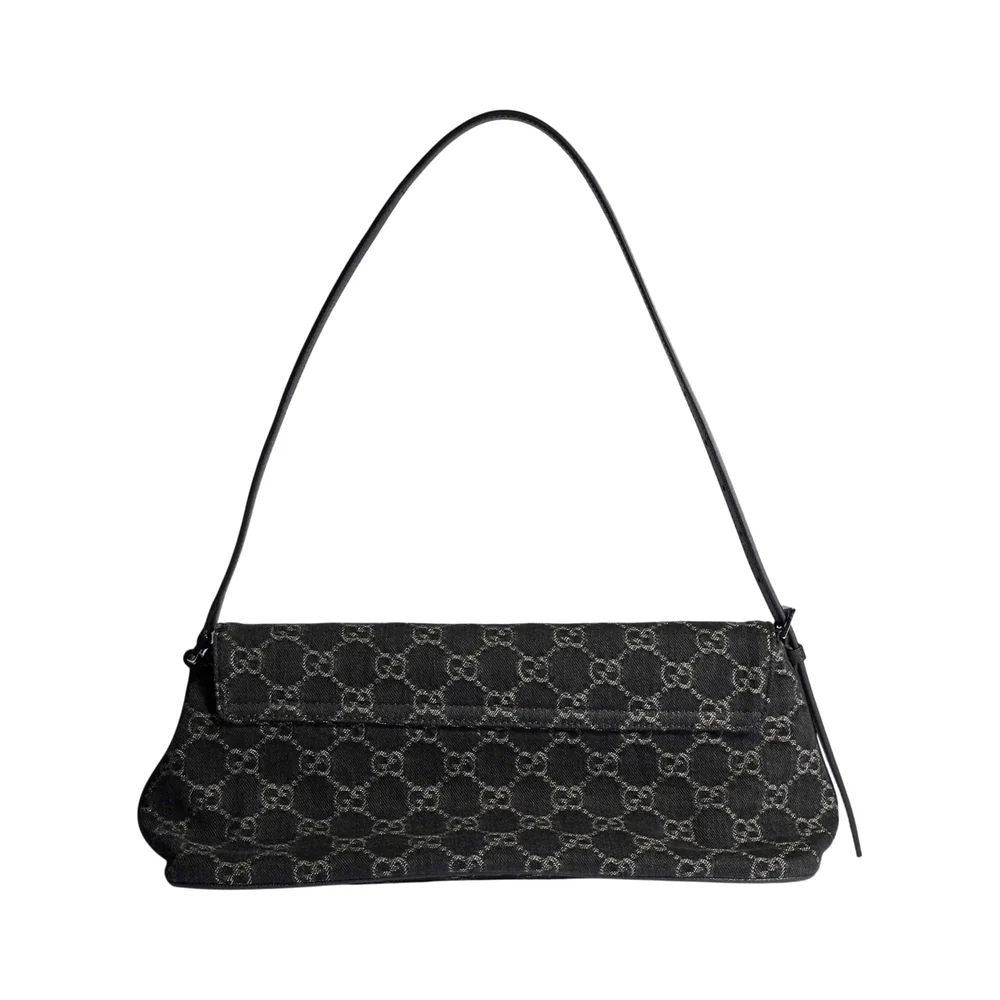 Gucci Madison Medium Shoulder Bag GG Denim Black 12.2 Inches