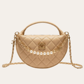 Chanel Quilted Chain Around Pouch Tan 7.5 Inches