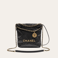 Chanel 22 Sequined Coin Bucket Bag Black 6.7 Inches