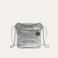 Chanel 22 Sequined Coin Bucket Bag Silver 6.7 Inches