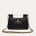 Chanel Small Tote Shini Pearls Gold-Tone Metal Black 9.1 Inches